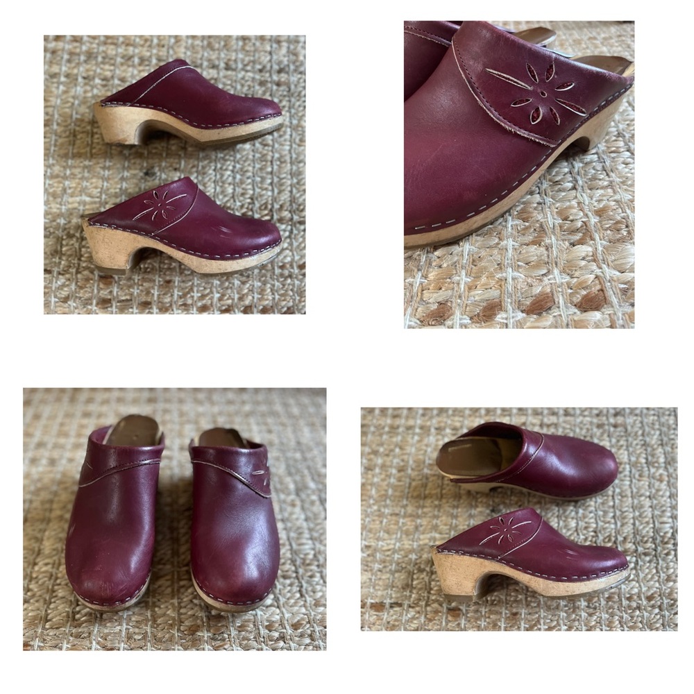 Vintage leather wood clogs 70s women’s 37